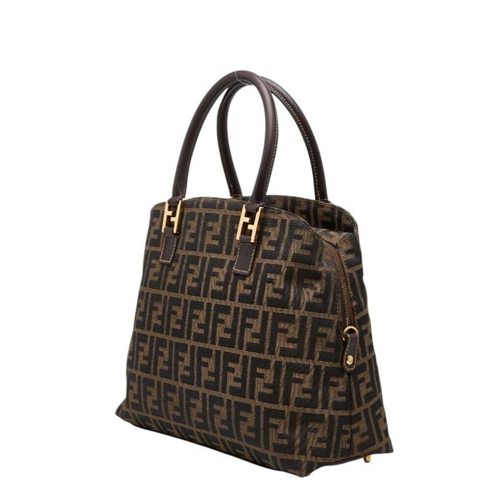 Fendi Zucca handbag, beige and black canvas, women's. - Picture 2 of 14